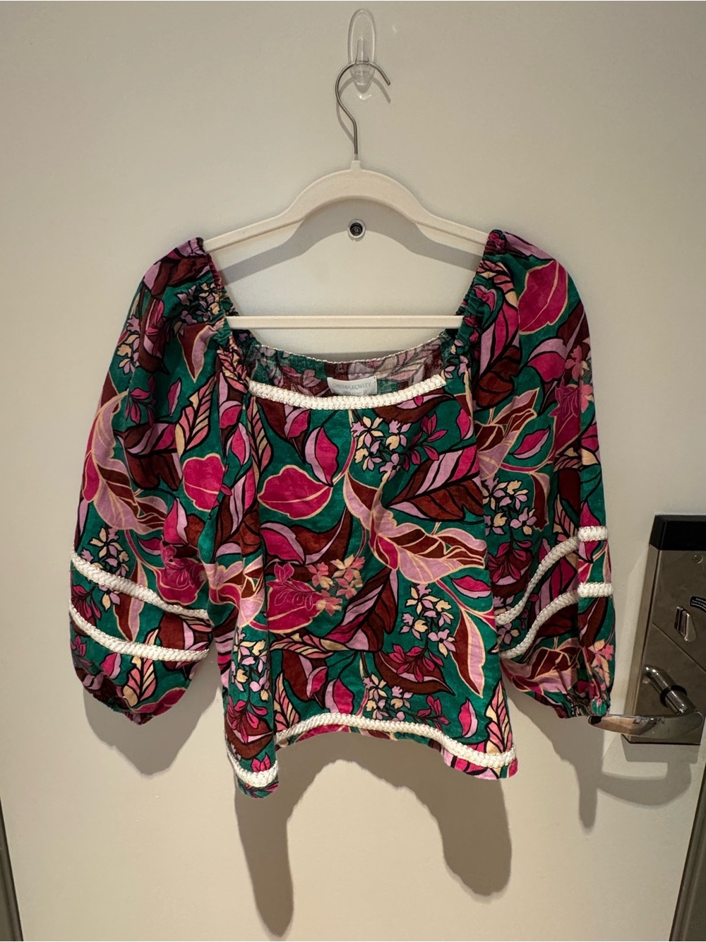 Cynthia Rowley Floral Off-Shoulder Blouse in Pink & Green